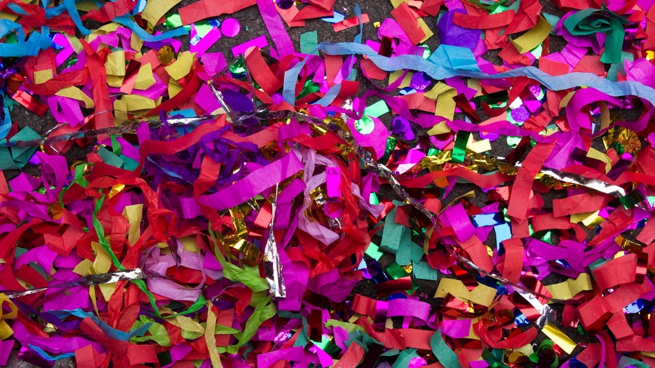 Confetti lying on the streets of New York City.
